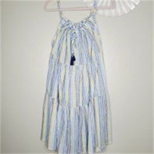 Striped Flowy Tassle Tie Front Babydoll Dress M